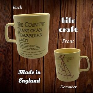 VTG Kiln Craft mug - "The Country Diary of an Edwardian Lady" - December Mottoes